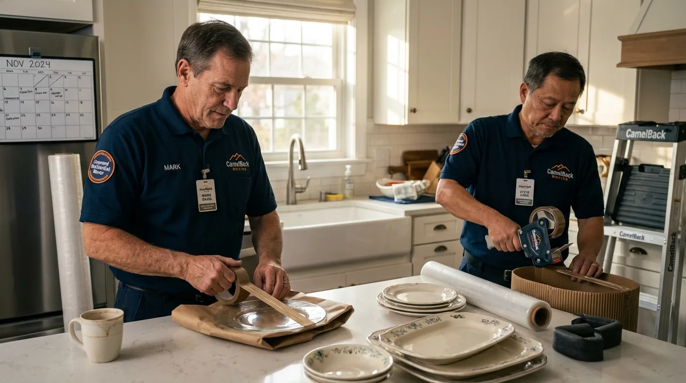 Professional crew packing kitchen dishware in Bristol, VA
